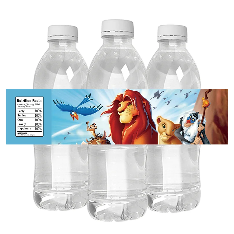 

24pcs Lion King Simba Water Bottle Wrapps Stickers Labels Baptism Baby Shower Birthday Party Personalized Decoration Supplies