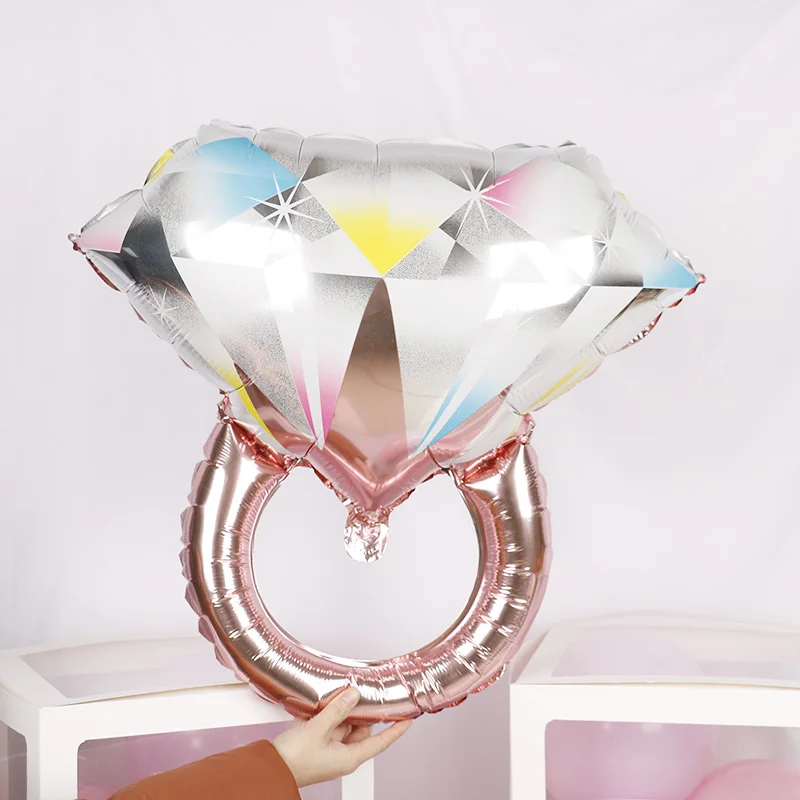 

1pc 61*64cm Rose Gold Champagne Wedding Diamond Ring Mylar Balloon Event Party Decorations Kit Valentine's Day Bridal Shower Toy
