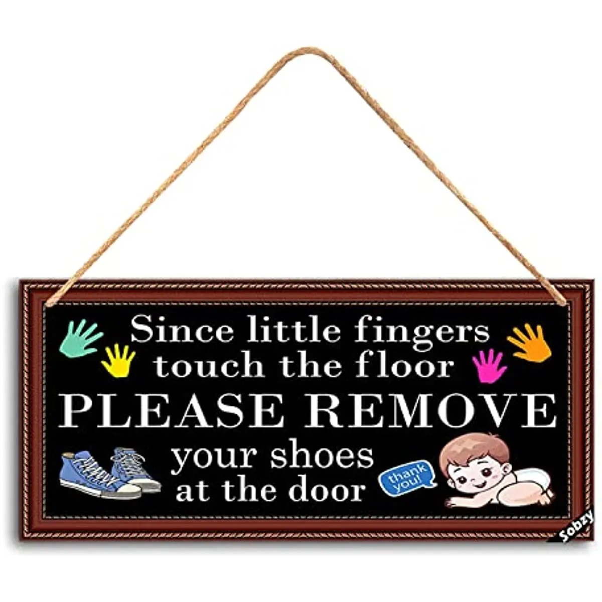 

Hanging Shoe Logo - Remove Your Shoe Logo As Little Finger Touches Our Floor Wood Logo Wall Art Home Decor - for Door Hanging