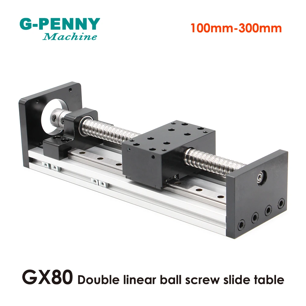 GX80 Ball screw 100-300mm Double line rail aluminum profile electric CNC slide linear guide slide module