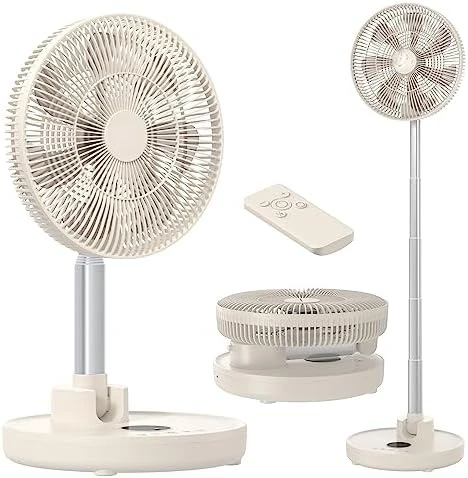 

12'' Standing Fan Oscillating Pedestal Fan, Rechargeable Battery Operated Fan Quiet Height Adjustable Floor Fan with Rem Portabl