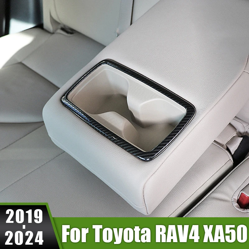 

For Toyota RAV4 XA50 2019 2020 2021 2022 2023 2024 RAV 4 Hybrid Stainless Car Seat Back Row Water Cup Holder Cover Frame Trim