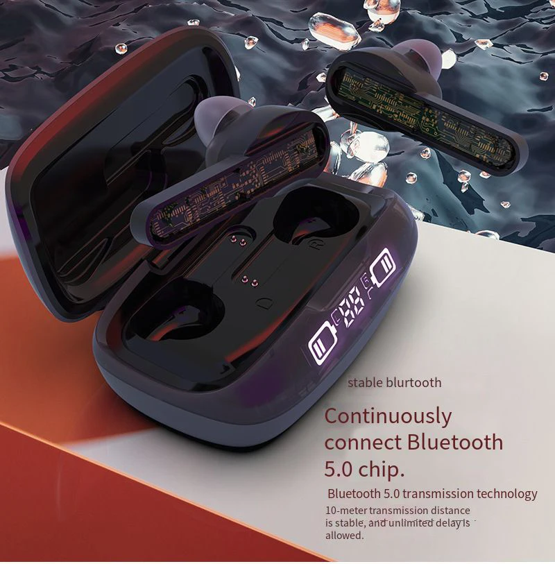 

T33-2 TWS Беспроводная Bluetooth-гарнитура с двойным движущимся динамиком, умный сенсорный экран, ультра-долгий режим ожидания, спортивная водонепр...