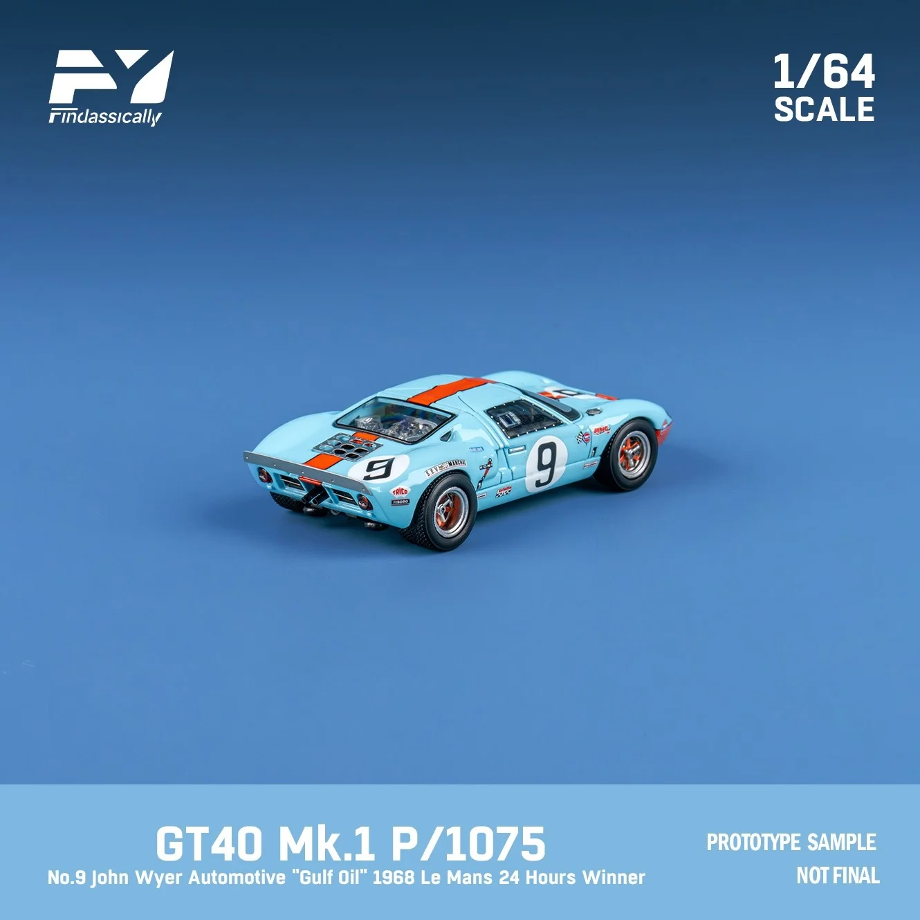 Findclassically FY 1:64 GT40 MK II GULF Цветная литая модель автомобиля
