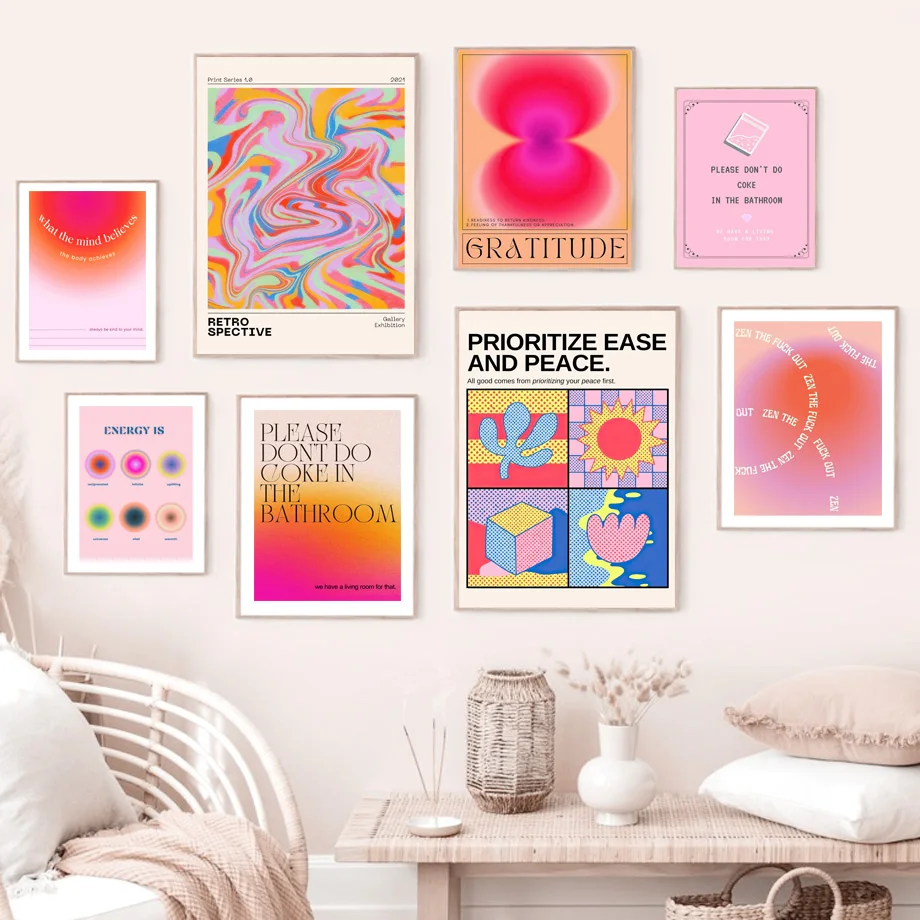 

Винтажные психоделические вдохновляющие цитаты, настенная Картина на холсте, скандинавские постеры и принты, настенные картины для декора ...