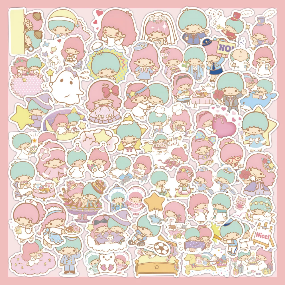 

60 Pcs Little Twin Star Sticker Cartoon Cute Sticker Luggage Helmet Sticker Cute Sticker Pack Laptop Skin Sanrio Anime Stickers