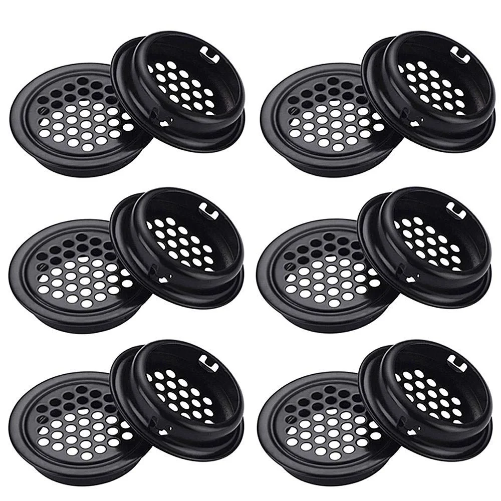 

Round Ventilation Grille Cabinet Air Vent Hole Grille 35mm 30 Pieces Black for Bathroom Cabinet Wardrobe Shoe Cabinet