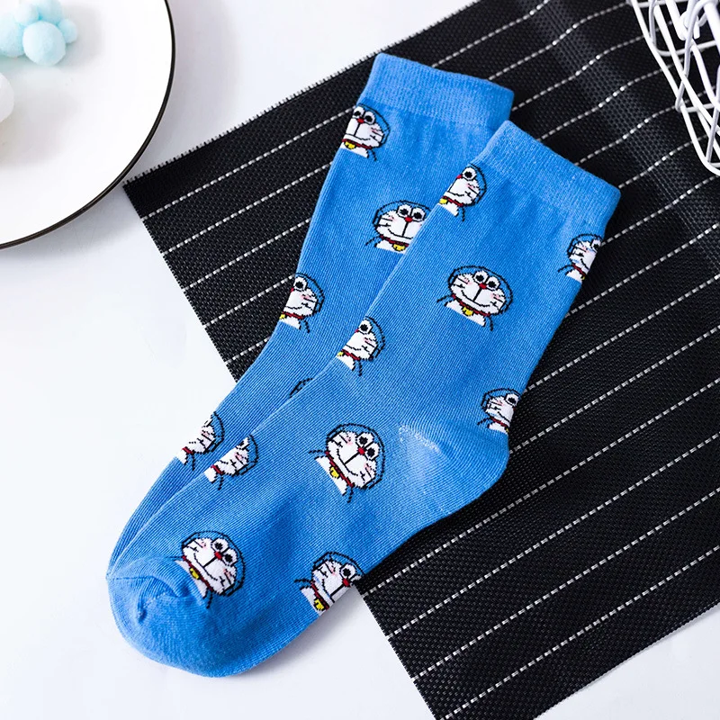Solid Sock Women Doraemon Woman Socks Creative Casual Ladies Sox Cotton Autumn Winter Girls Trendy Japanese Lovers Calcetines