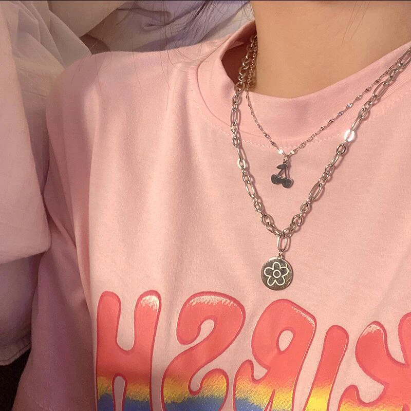 

Pendant Necklace Layered Titanium Steel Chain Choker Is Not Easy To Fade Light And Extravagant Necklace For Women Girls