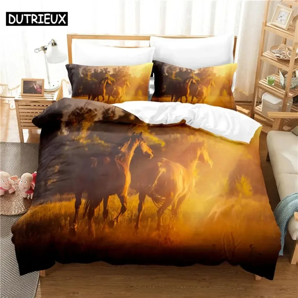 Комплект постельного белья Dusk Horse пододеяльник 3d постельное белье цифровая