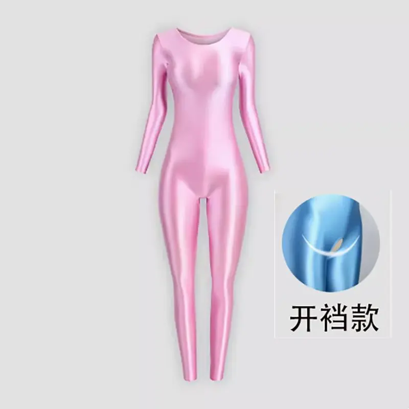 Блестящий спортивный комбинезон на молнии с длинным рукавом женский костюм