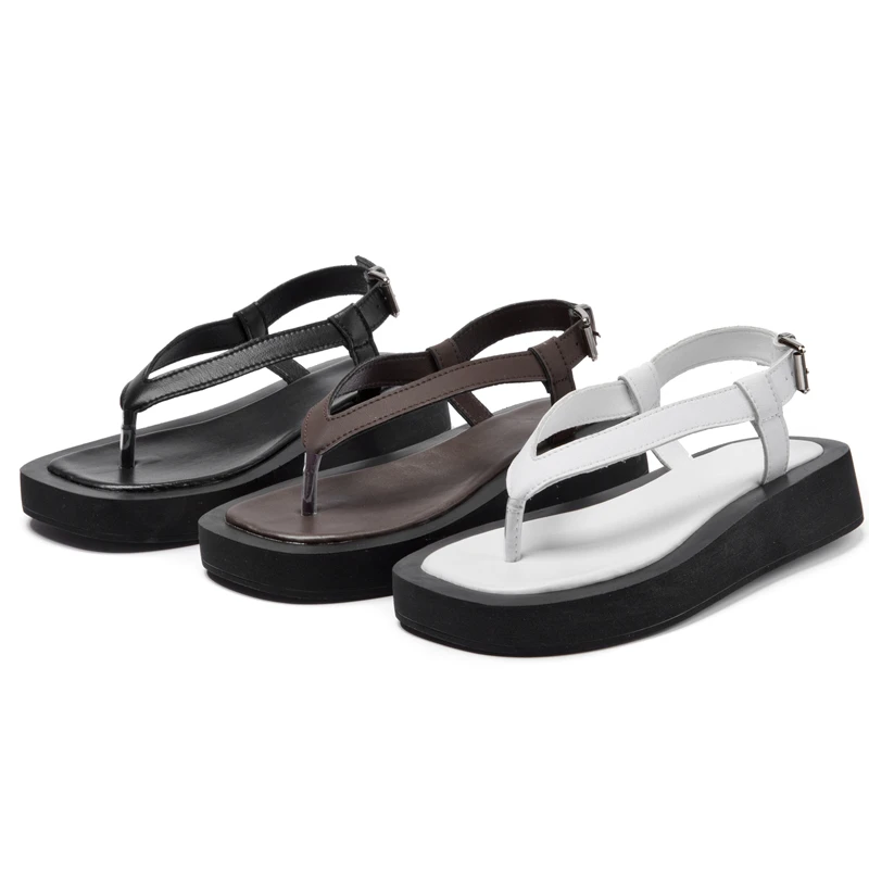 AIYUQI Flip-toe Sandals Women Genuine Leather 2023 Summer New Flat Roman Sandals Women Large size 41 42 43 beach sandals women