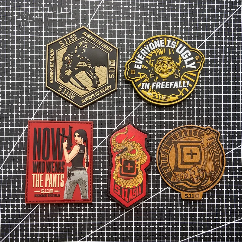 

3D PVC 5.11 Tactical Training Patch Tactical Military Badge Tiger Teeth Armband For Clothes Backpack Application Sticker