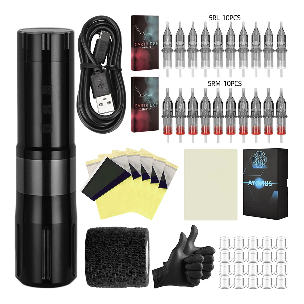 

Tattoo Machine Kits Rotary Pen Set with Cartridges Needles Permanent Makeup Art for Body Beauty Artists Beginners