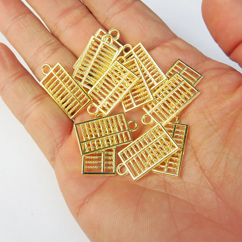20Pcs/Lot ​Gold Pendant Small Abacus Ornament Alloy Abacus For DIY Jewelry Making Accessories 20mm Metal Craft Pendant Wholesale