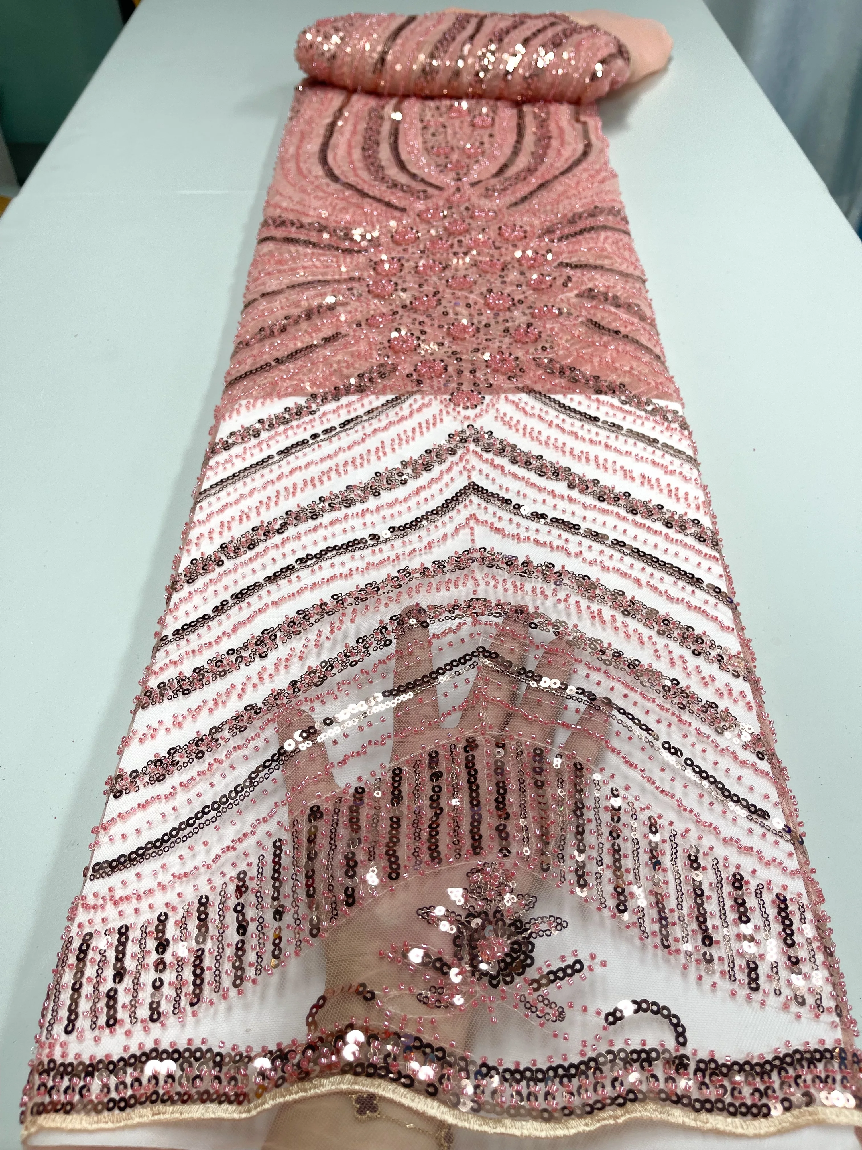 

Африканская кружевная ткань ручной работы из бисера 2022, Высококачественная кружевная вышивка, французская нигерийская кружевная ткань для...