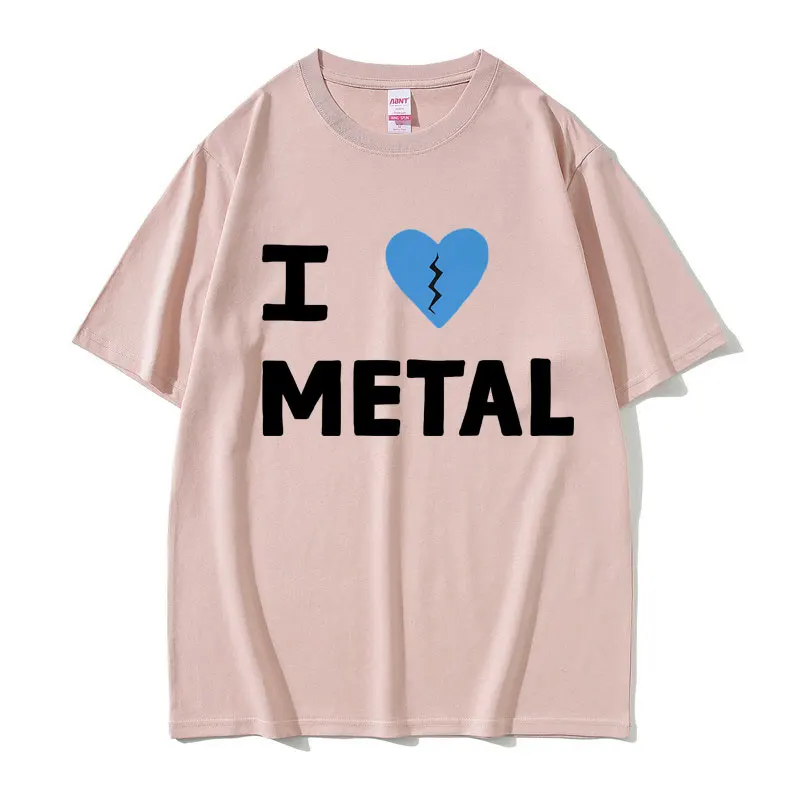 Футболка мужская оверсайз в стиле кэжуал из хлопка с надписью I Love