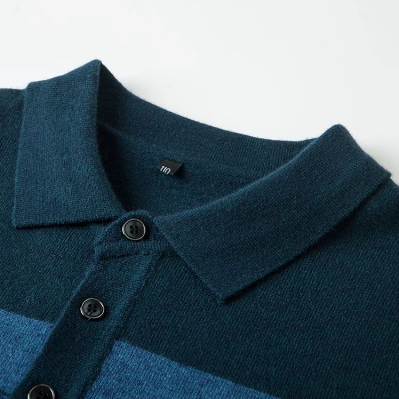 Элегантная мужская полосатая деловая повседневная рубашка ПОЛО теплый