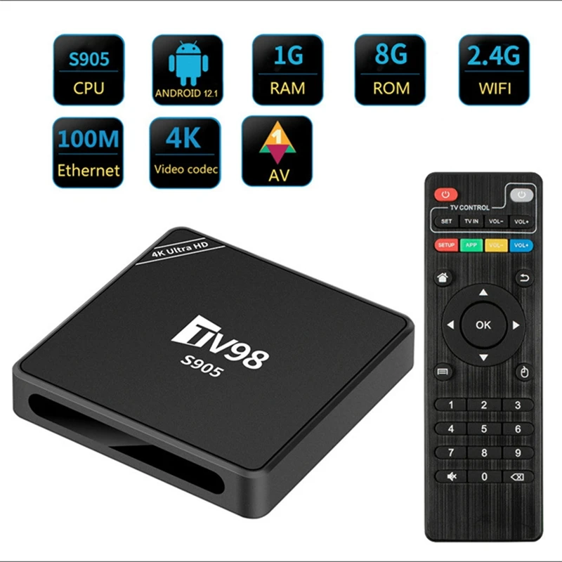 ТВ-приставка TV98 1G + 8G S9054K Android 12 Smart TV Box RJ45 10M 100M медиаплеер