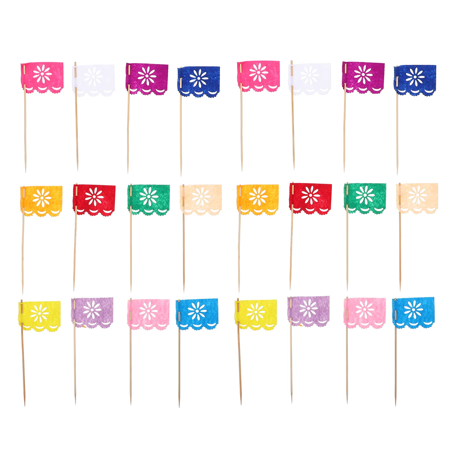 

24pcs Fiesta Party Decorationss Mexican Themed Party Supplies Fiesta Cupcake Toppers Small Stick Mexican Flags