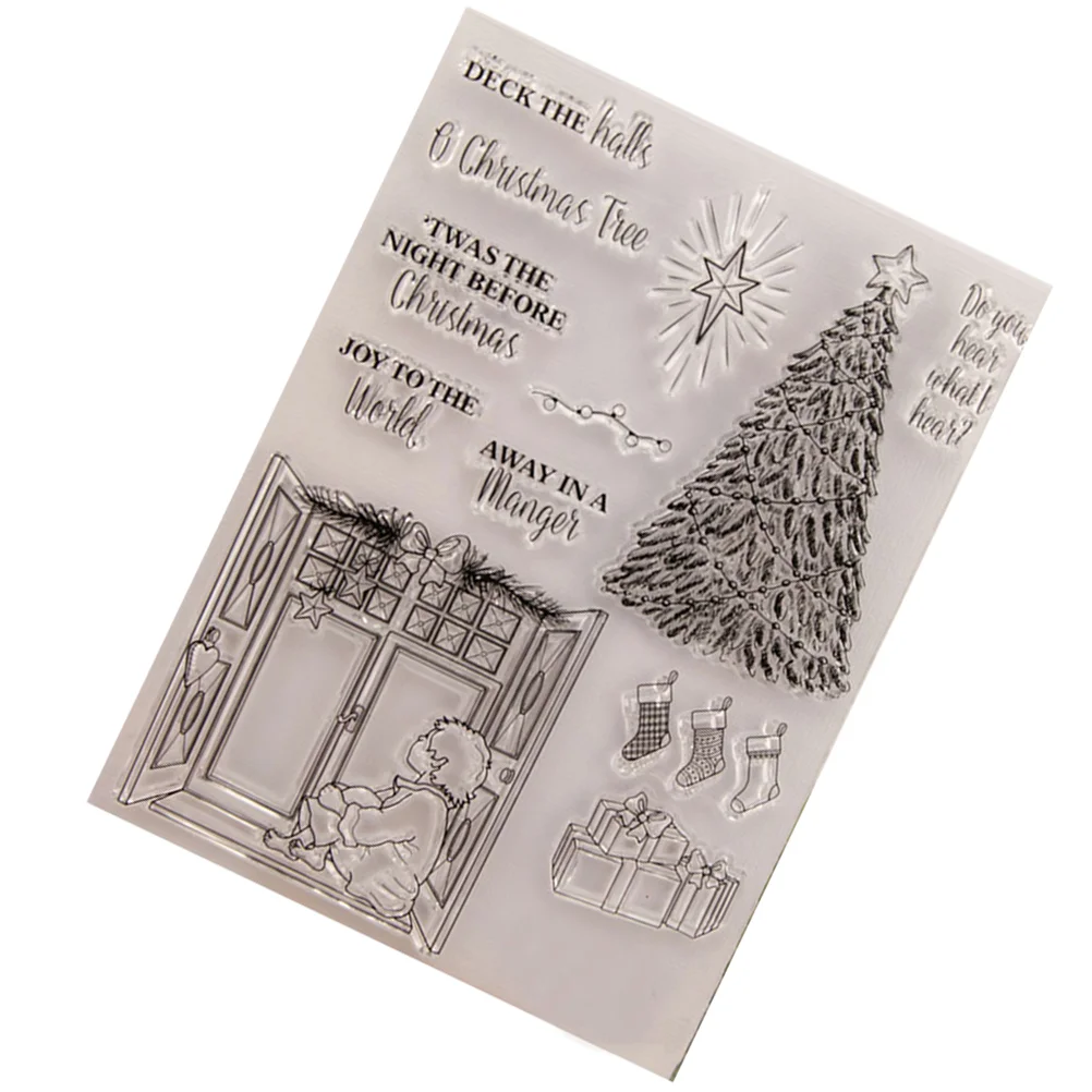 

Clear Stamps Cling Seal Sheet Christmas Tree Rubber Stamps for DIY Scrapbooking Photo Album Diary Decoration (T1399)