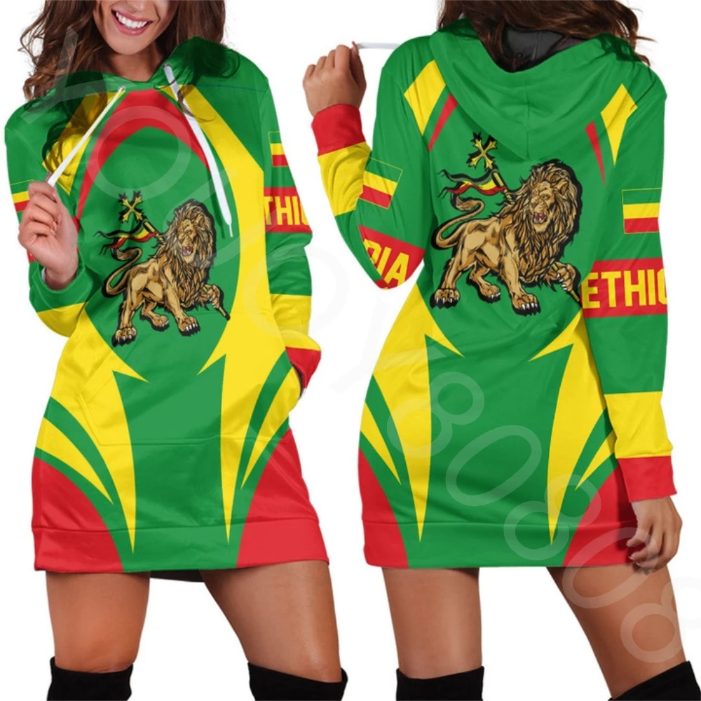 

Ethiopian African Street Style Casual Sports Ladies Hoodie Sweater 2022 Autumn/Winter New Women Harajuku Sexy Tight Dress