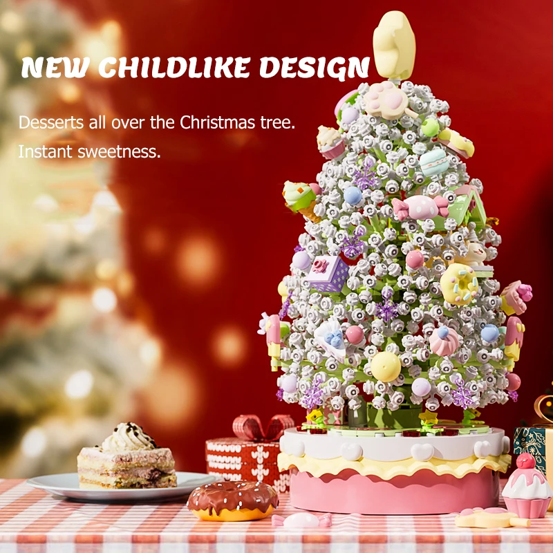 SEMBO 1365 шт. Милая Рождественская елка строительные блоки кот звезда торт модель