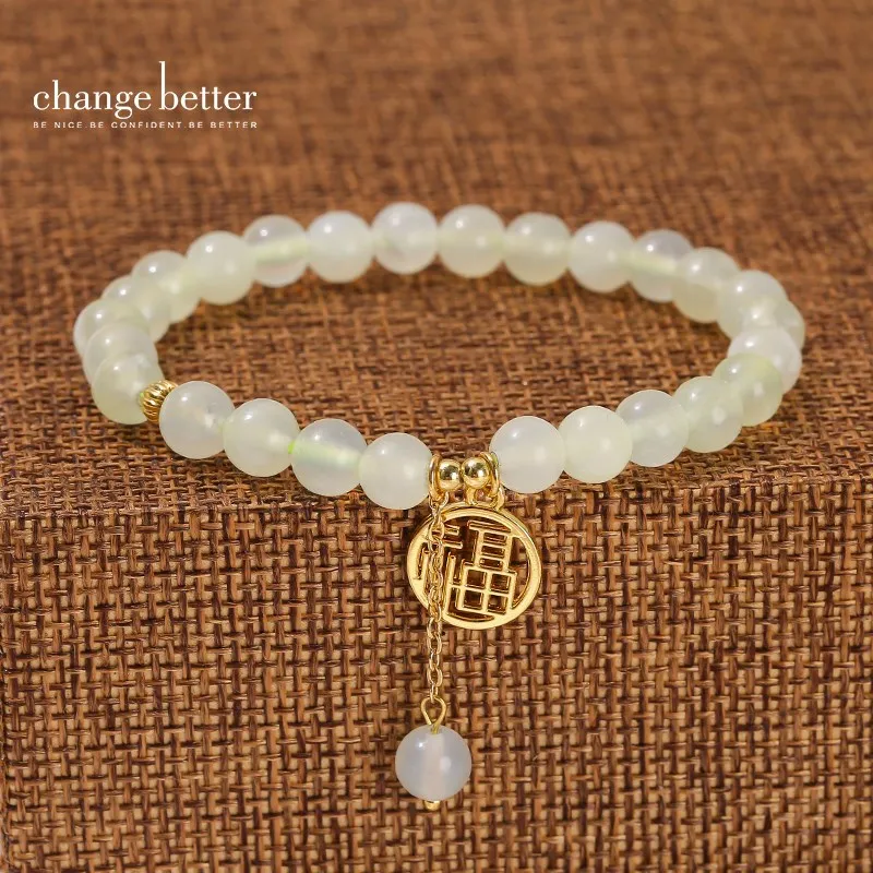 

Change Better Natural Mountain Jade Chinese Lucky Brand Tassel Bracelets Women Luxury Elegant Fresh Wristband Jewelry Gift