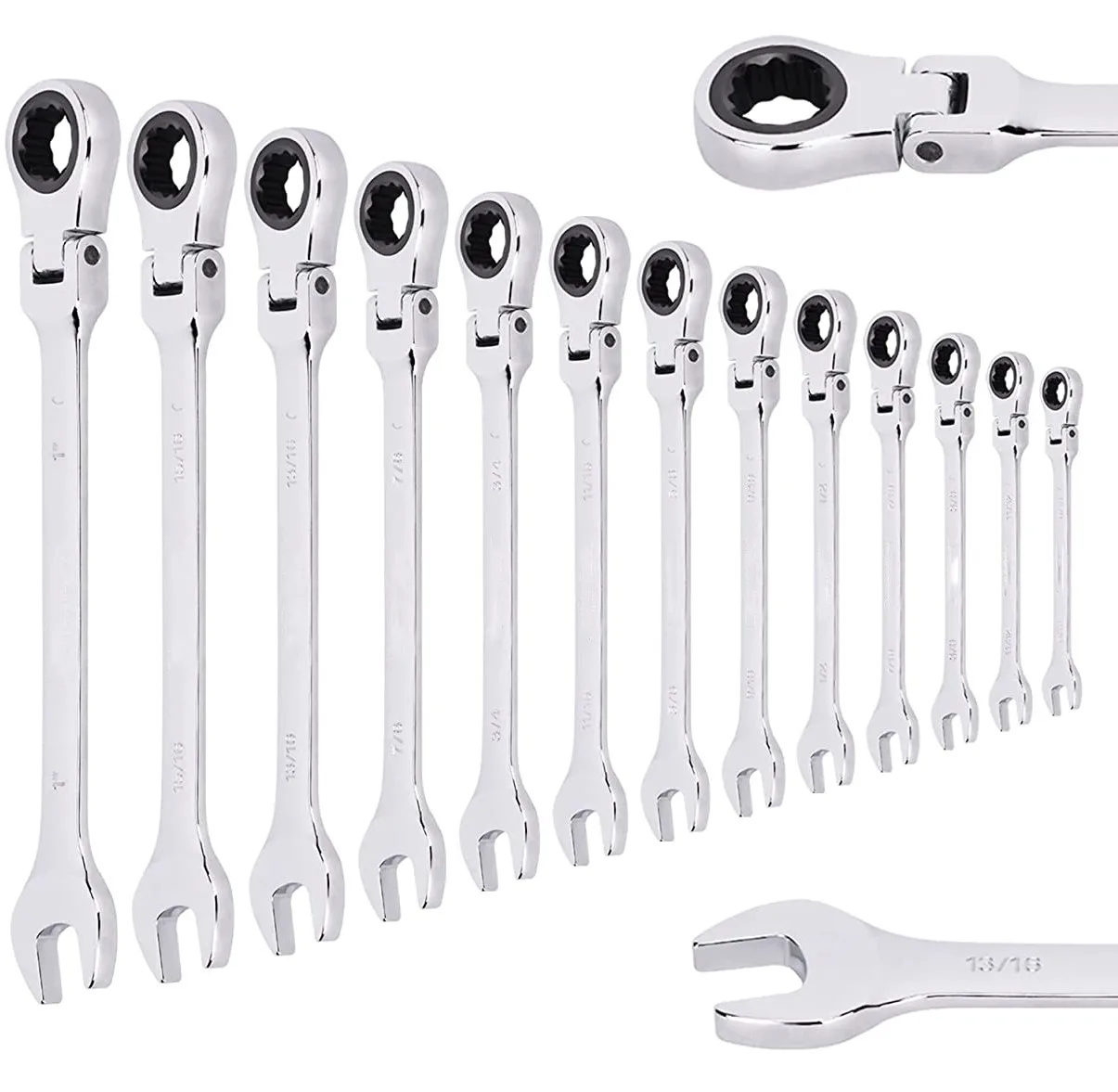 

WOZOBUY 1PC Flex-Head Ratcheting Wrench Set, 6-24mm Chrome Vanadium Steel Ratchet Wrenches, Metric Combination Ended Spanner Kit