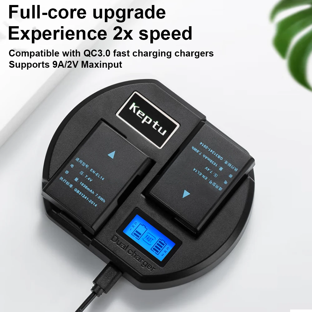 Зарядное устройство для камеры EN-EL14 быстрое зарядное с ЖК-дисплеем Nikon D3200 D3100 D3400