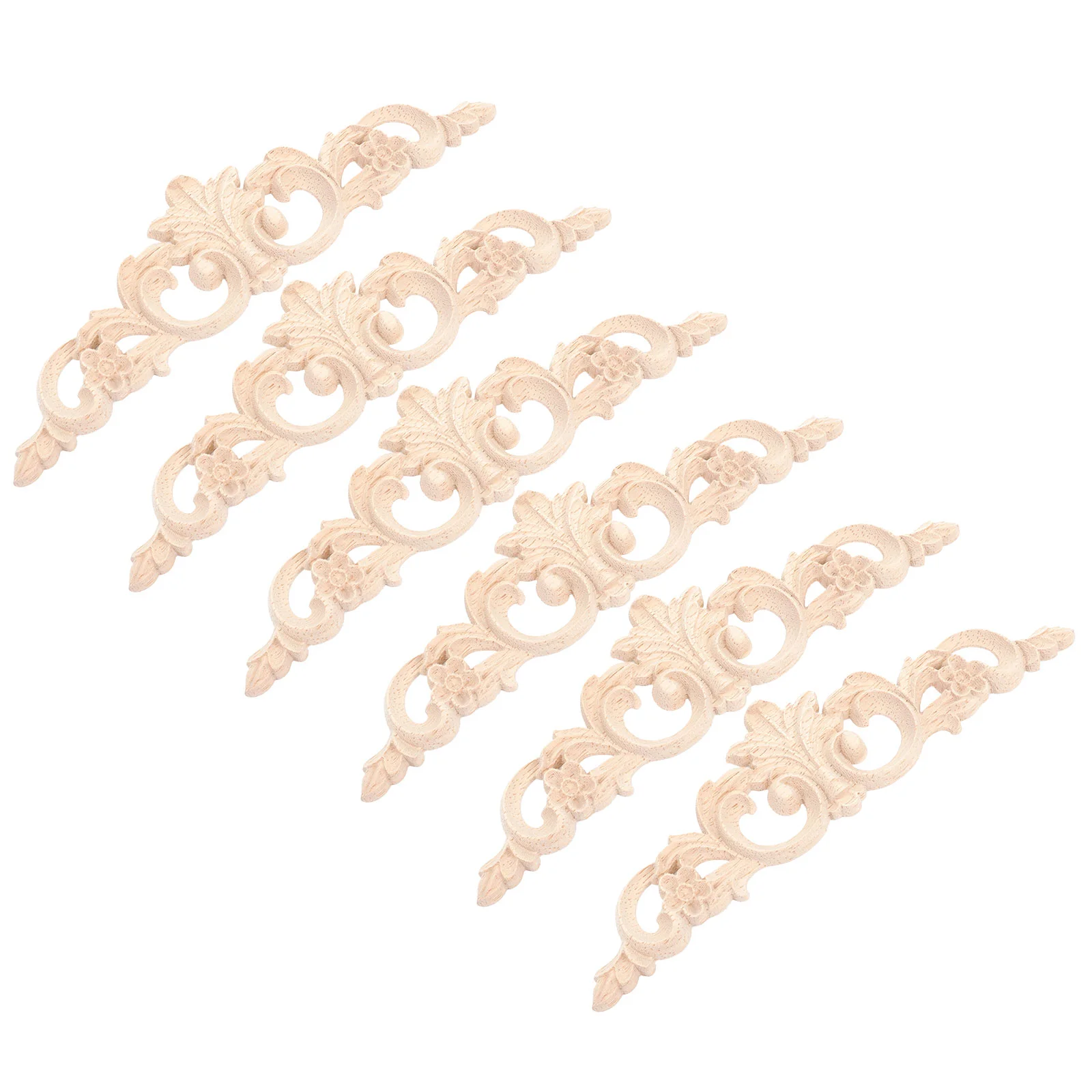 

6pcs Wooden Applique Furniture Decoration Wood Door Cabinet Carved Patch