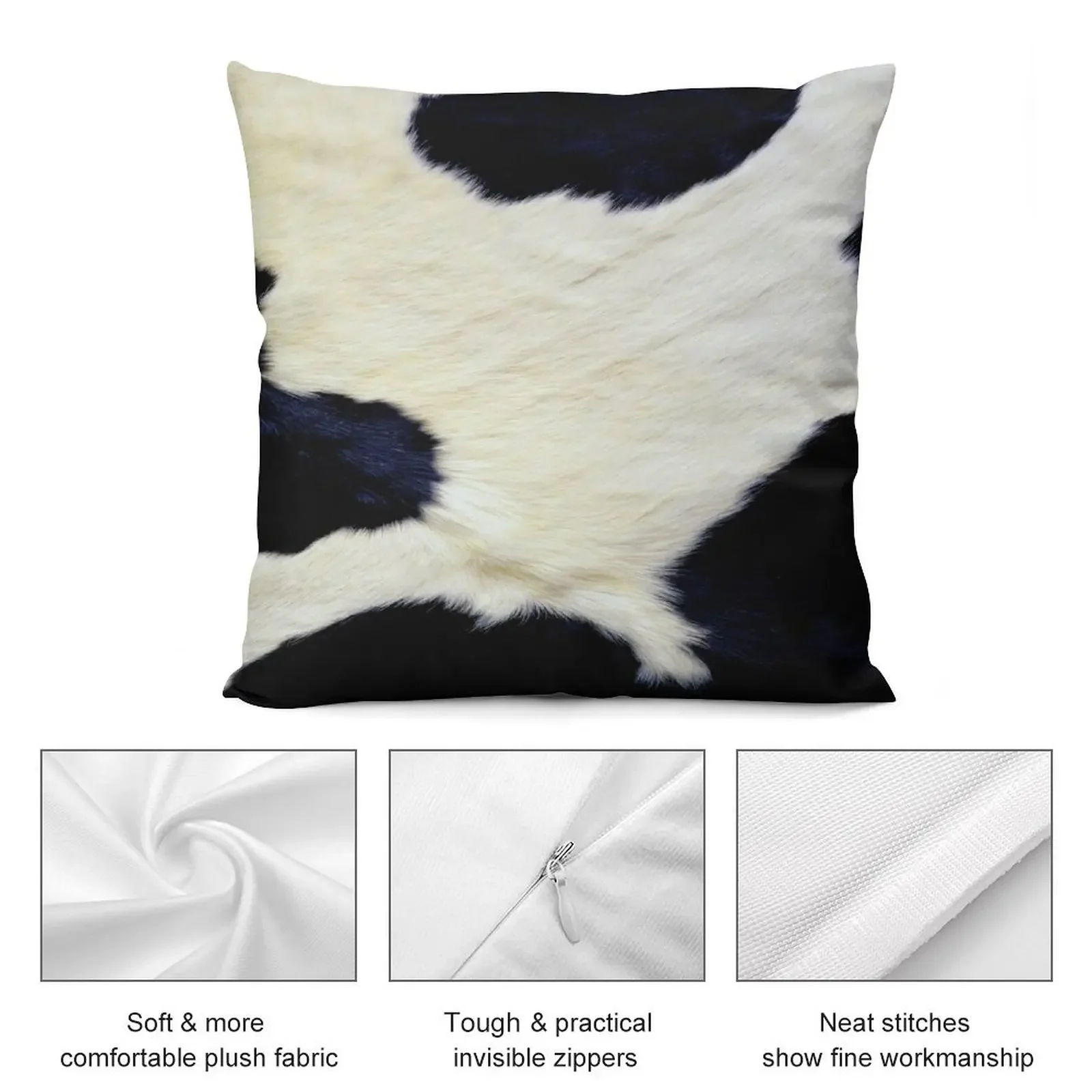 Черно-белый узор коровы (топированный образ меха ТОЛЬКО) Декоративная подушка