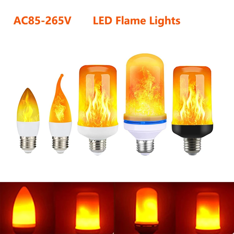 E14 E27 LED Flame Effect Lamps B22 Corn Bulb Creative Flickering Bulb AC85-265V LED Emulation Dynamic Flame Light For Home Decor