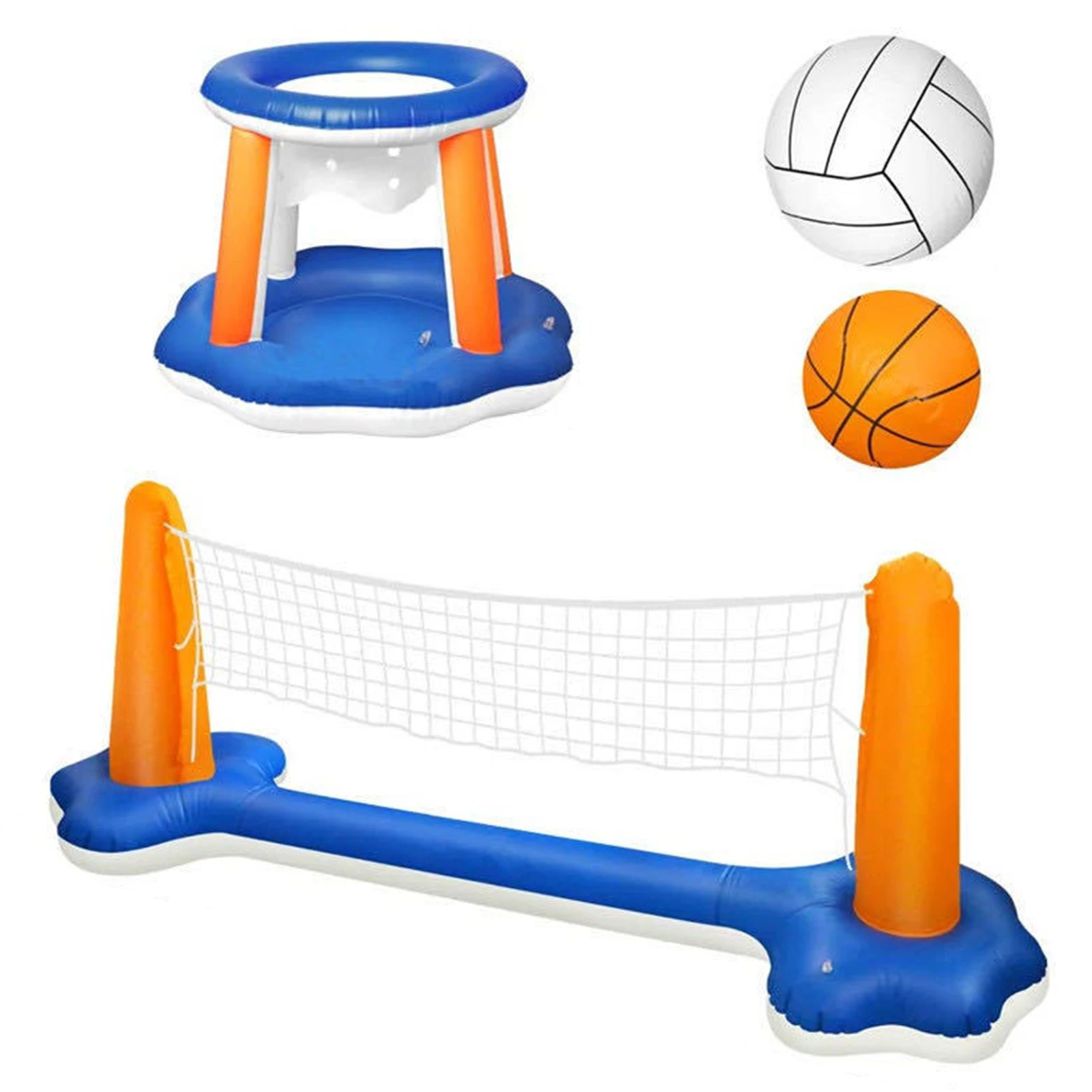 Inflatable Pool Float Set Games Pool Volleyball Net Floating Swimming Pool Basketball Hoop Set Floating Swimming Game Toy