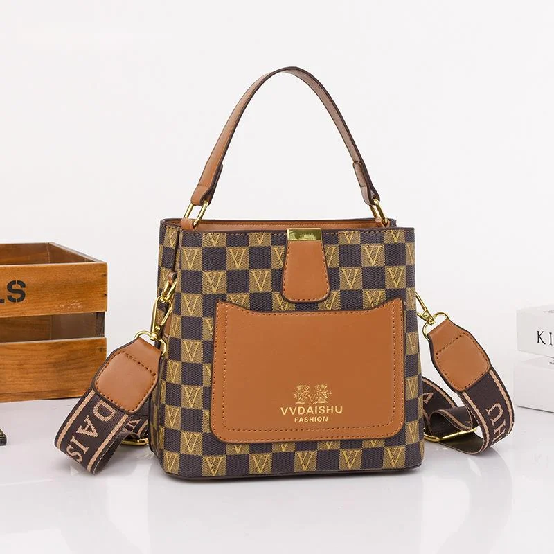 2023 New Bucket messenger Composite Female Bag Checked Women's Shoulder Fashion high-grade Versatile Crossbody Handbag woman