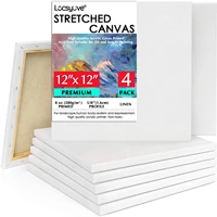locsyuve stretched canvases for painting pack of 4 12 x 12 inches square blank canvases linen canvas 8 oz gesso primed