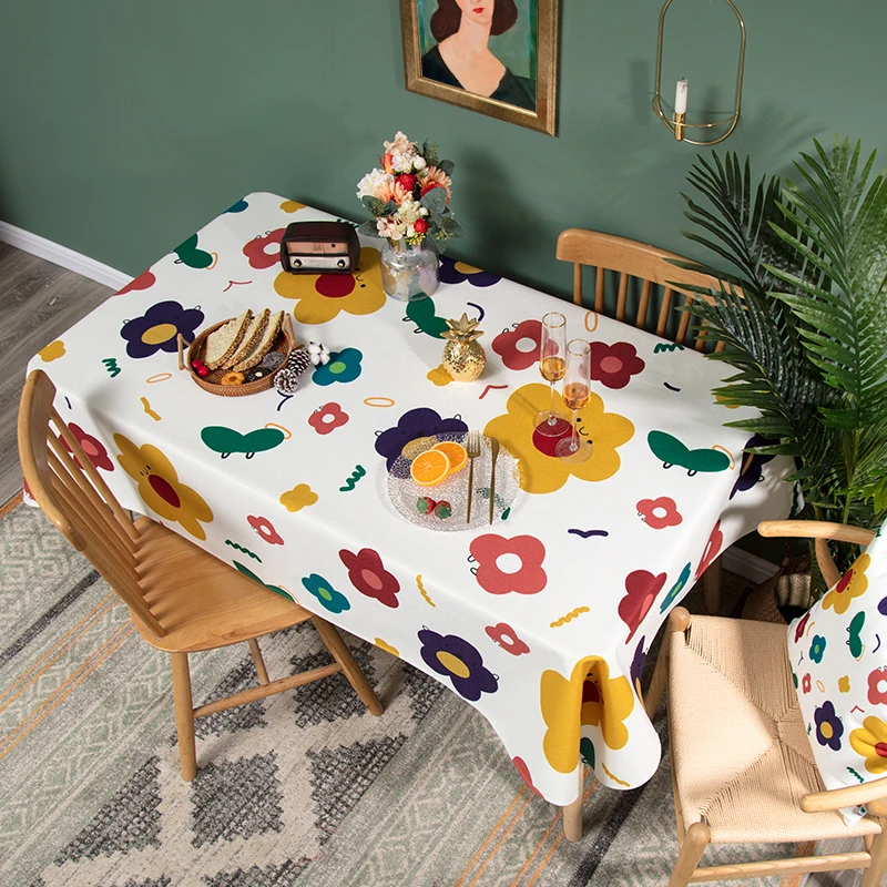 

Waterproof Table Cloth Thick Cotton Linen Tablecloth for Wedding Party Hotel Floral Printed Table Covers Pastoral Table Decor