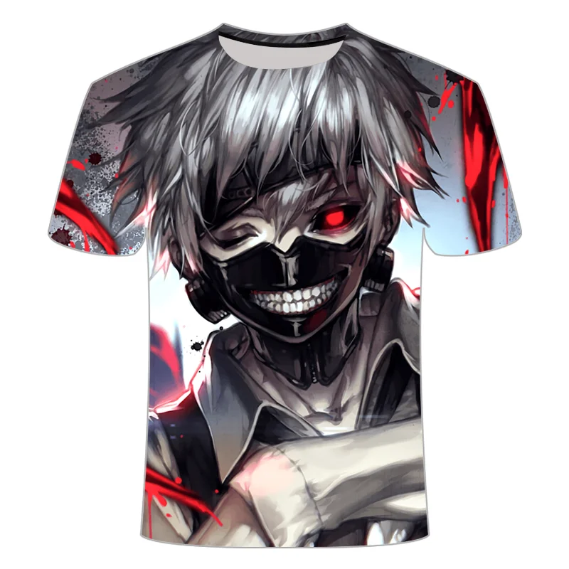 

2021 New Funny Anime shirt Tokyo Ghoul T shirt Men Blood Tshirts Casual Harajuku Shirt Print Japan Anime Clothes Printed tops
