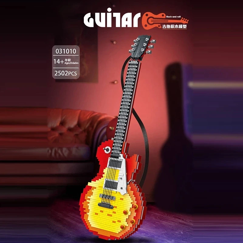 

Креативная Модель гитары MOC 031010, подходит для 21329 знаменитых Музыкальных Строительных Блоков, сборка, игрушки «сделай сам», детские подарки ...
