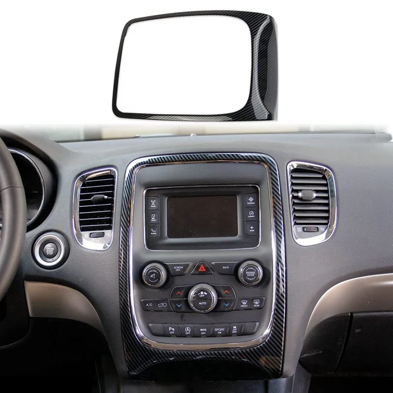 Car GPS Navigation Panel Frame Cover Trim For Dodge Durango 2014-2020 Accessories Parts Kits ABS Carbon Fiber