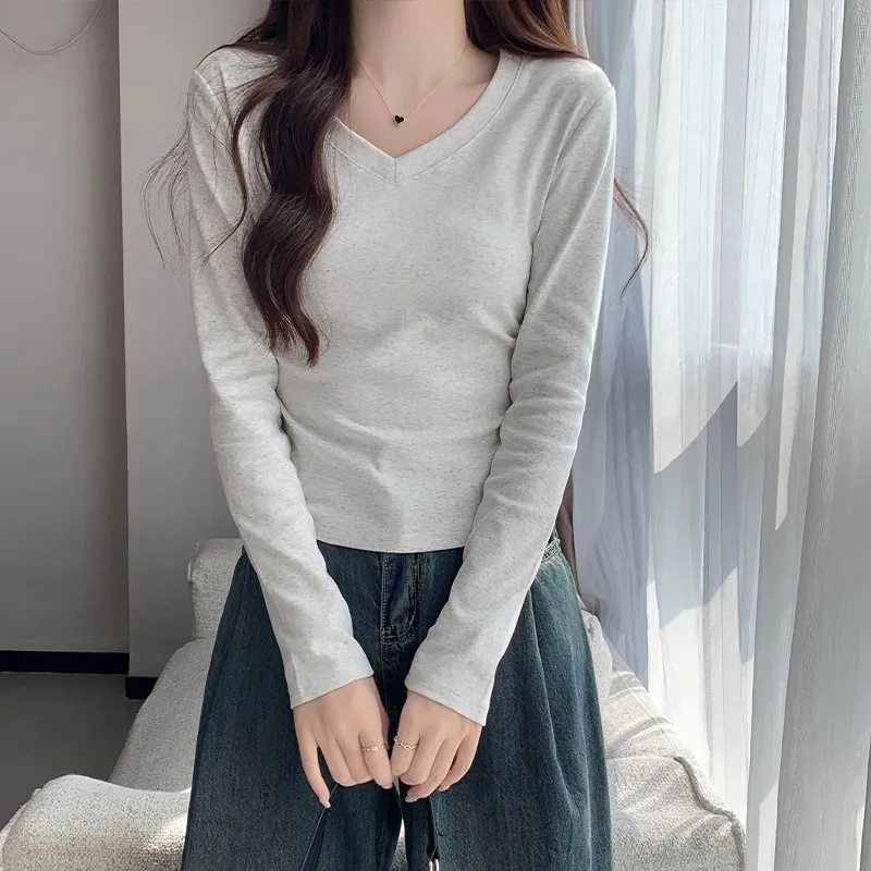 Нишевая Модная брендовая Коллекция с длинным рукавом футболка V-образным вырезом