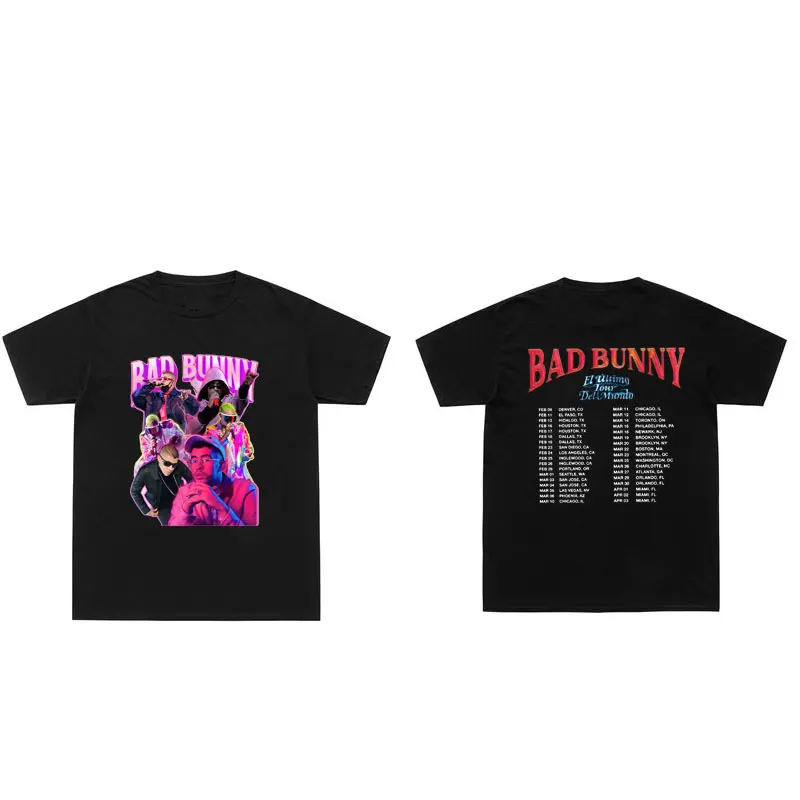 

Singer Bad Bunny Tshirt Short Sleeve Man Casual Loose T-shirt Men Women Fashion Hip Hop T Shirt Tops Unisex Crewneck Streetwear