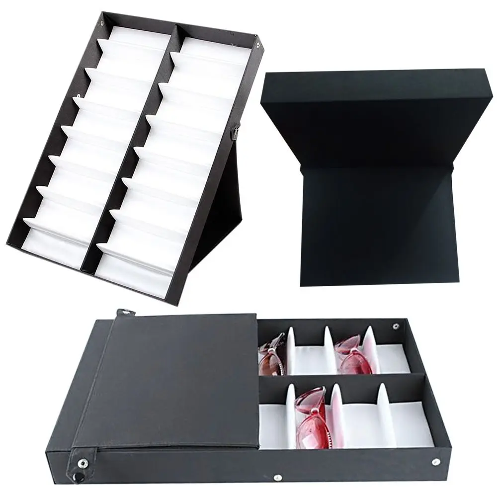 

Portable Storage Stand Leather Sunglasses Display Case 16 Slots Glasses Tray Glasses Frame Tray Eyeglass Organizer Box