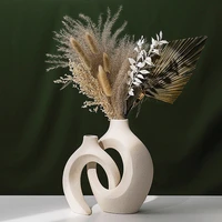 nordic ceramic vase 2pcsset snuggle white matte vase for pampas grass living room office desktop porch home decoration