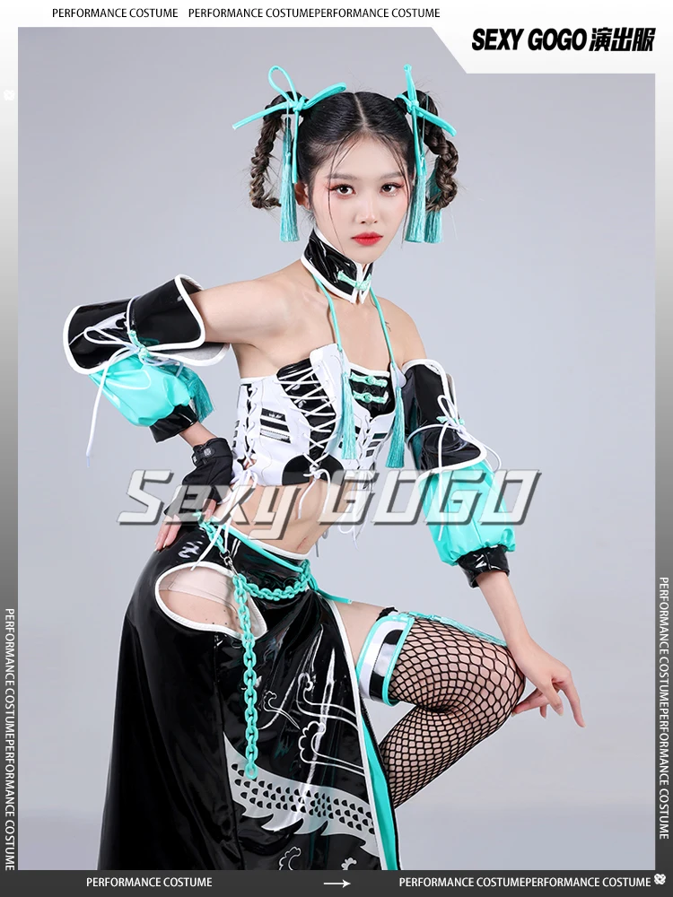 

Drag Queen Costume ballroom floats Lady Gaga Gala Patent Leather Festival Club Sexy Bikini Carnival Rave Outfit Halloween Dance