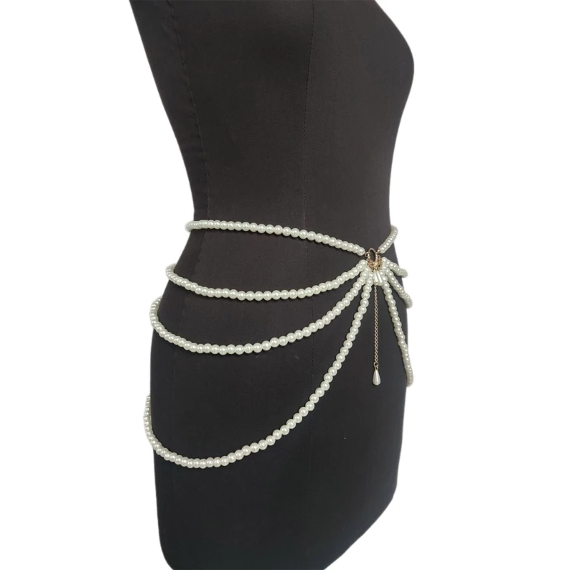 Стильная многослойная поясная цепочка ювелирные изделия жемчужный бисер