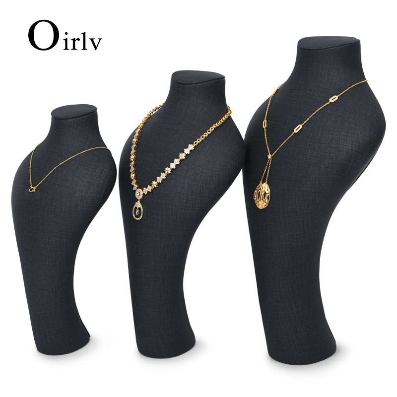 Oirlv Newly 30cm~40cm Resin Portrait Necklace Display Stand PU Leather Jewellry Mannequin Bust For Necklace Pendant