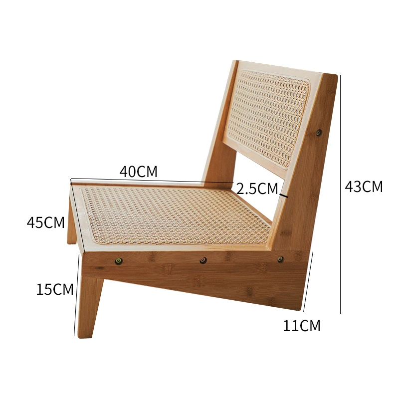 Напольное кресло из бамбука и ротанга Современное напольное среднего века без