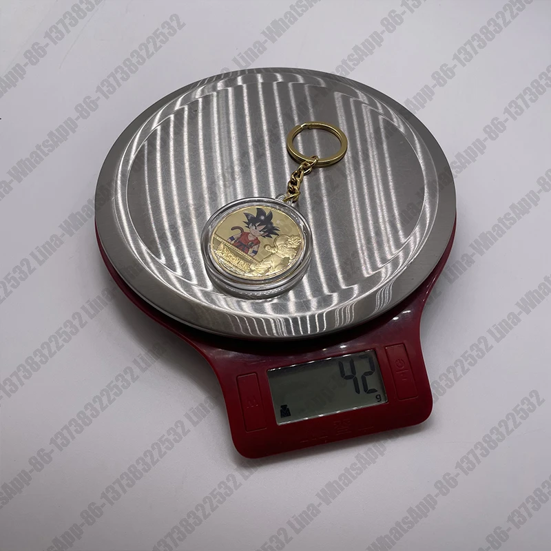 

DBZ 34 Designs Dragon Anime Son-Goku-Bejita-Bulma-Torankusu-Kuririn Gold Plated Coin with keyring Keychain for Collection Gift