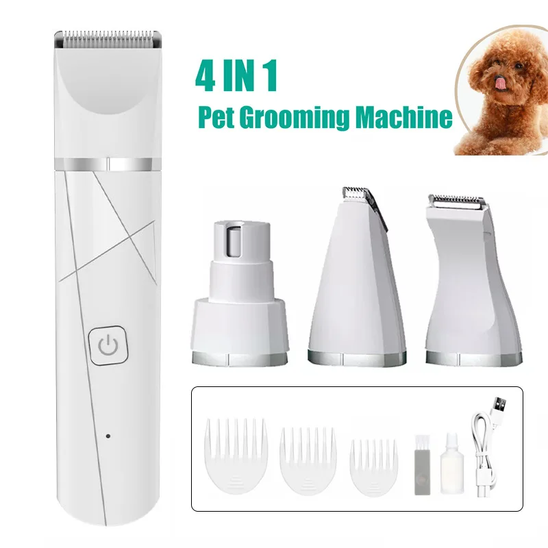 Professional Silent Cat Dog Hair Trimmer Paws Nail Grinder Animal Foot Hair Cutter Remover USB Rechargeable Pet Grooming Clipper
